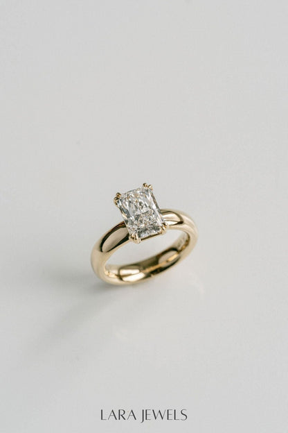 1.0-4.0 CT Radiant Lab Grown Diamond Solitaire SIgnet Engagement Ring