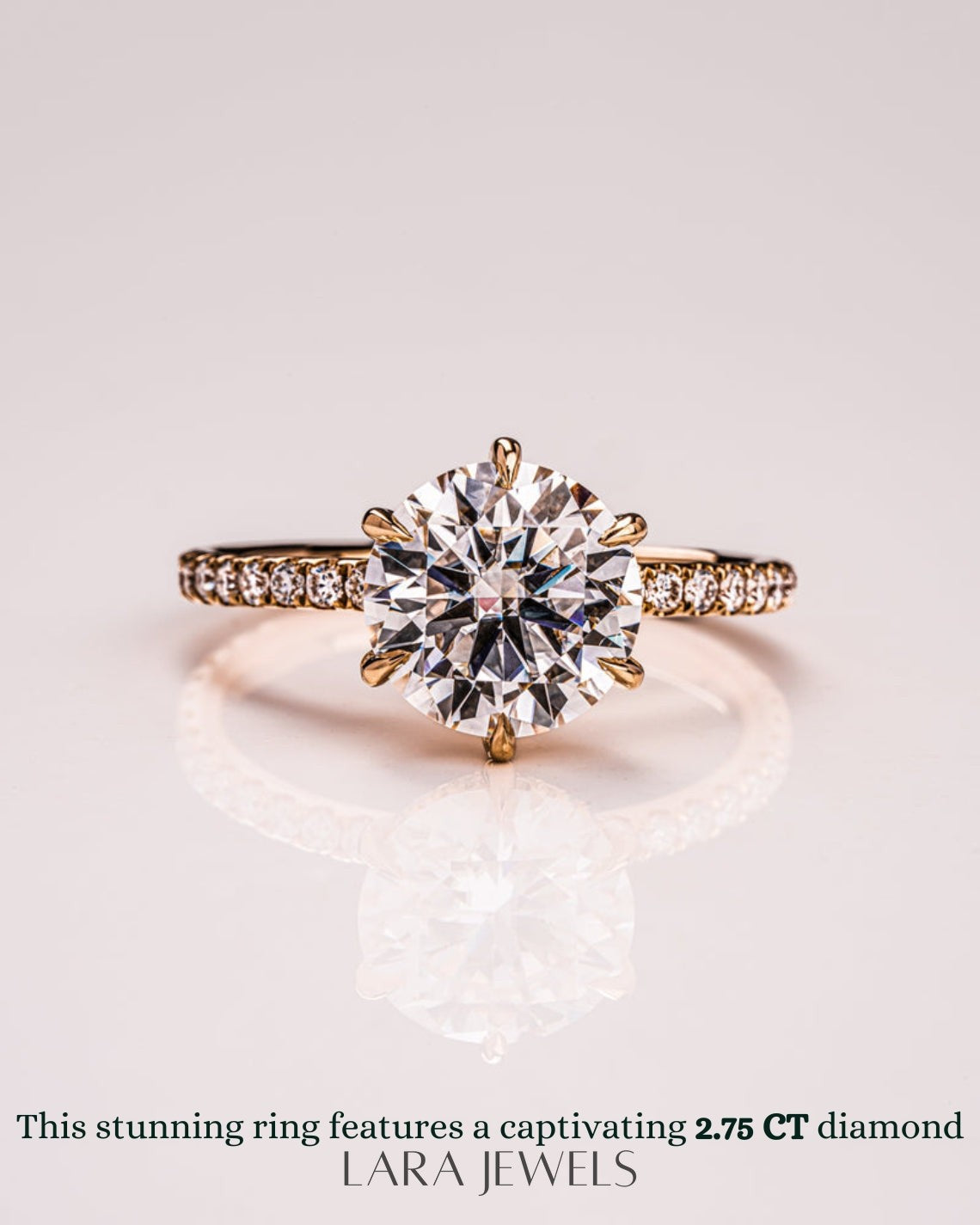 1.0 CT-3.75 CT Round Lab Grown Diamond Hidden Halo Pave Setting Engagement Ring