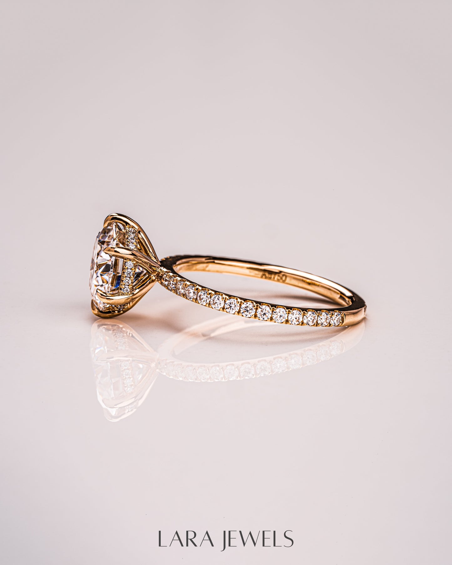 1.0 CT-3.75 CT Round Lab Grown Diamond Hidden Halo Pave Setting Engagement Ring