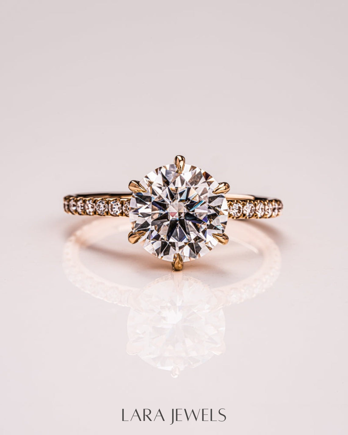 1.0 CT-3.75 CT Round Lab Grown Diamond Hidden Halo Pave Setting Engagement Ring