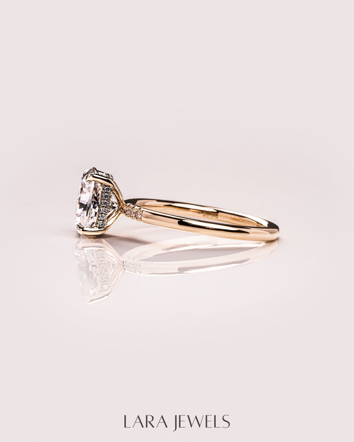 1.15 - 3.15 CT Cushion Lab Grown Diamond Hidden Halo Engagement Ring