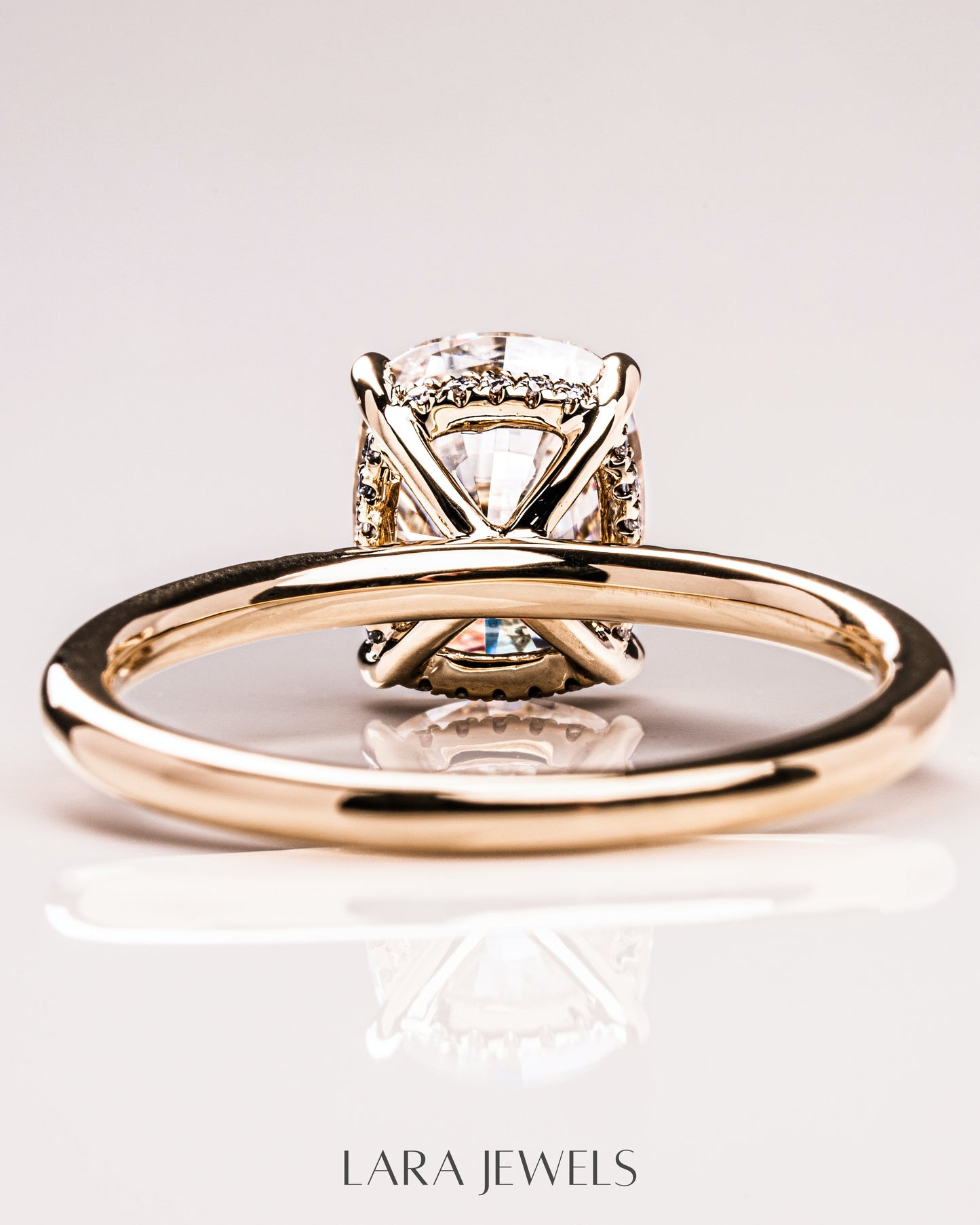 1.15 - 3.15 CT Cushion Lab Grown Diamond Hidden Halo Engagement Ring