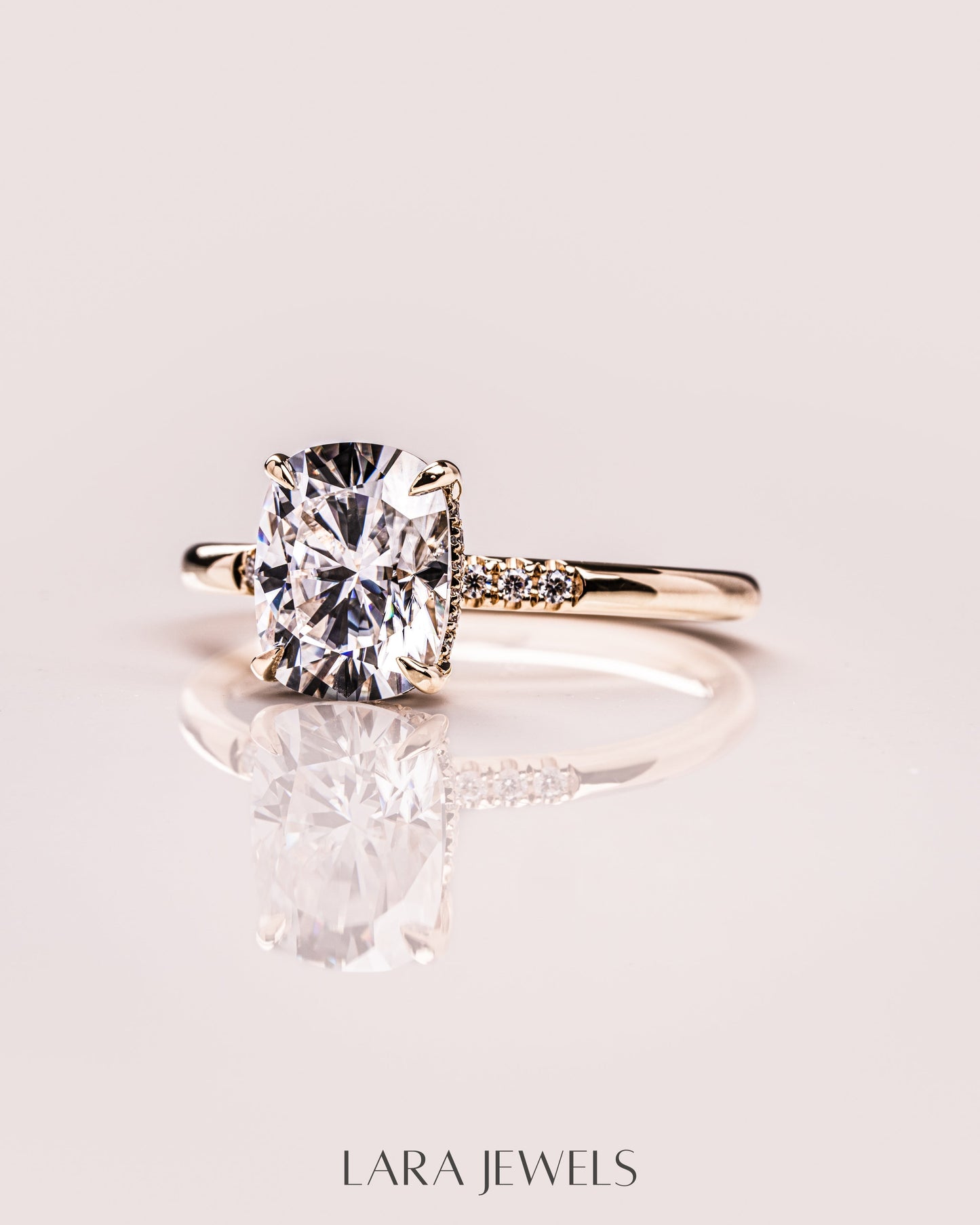 1.15 - 3.15 CT Cushion Lab Grown Diamond Hidden Halo Engagement Ring