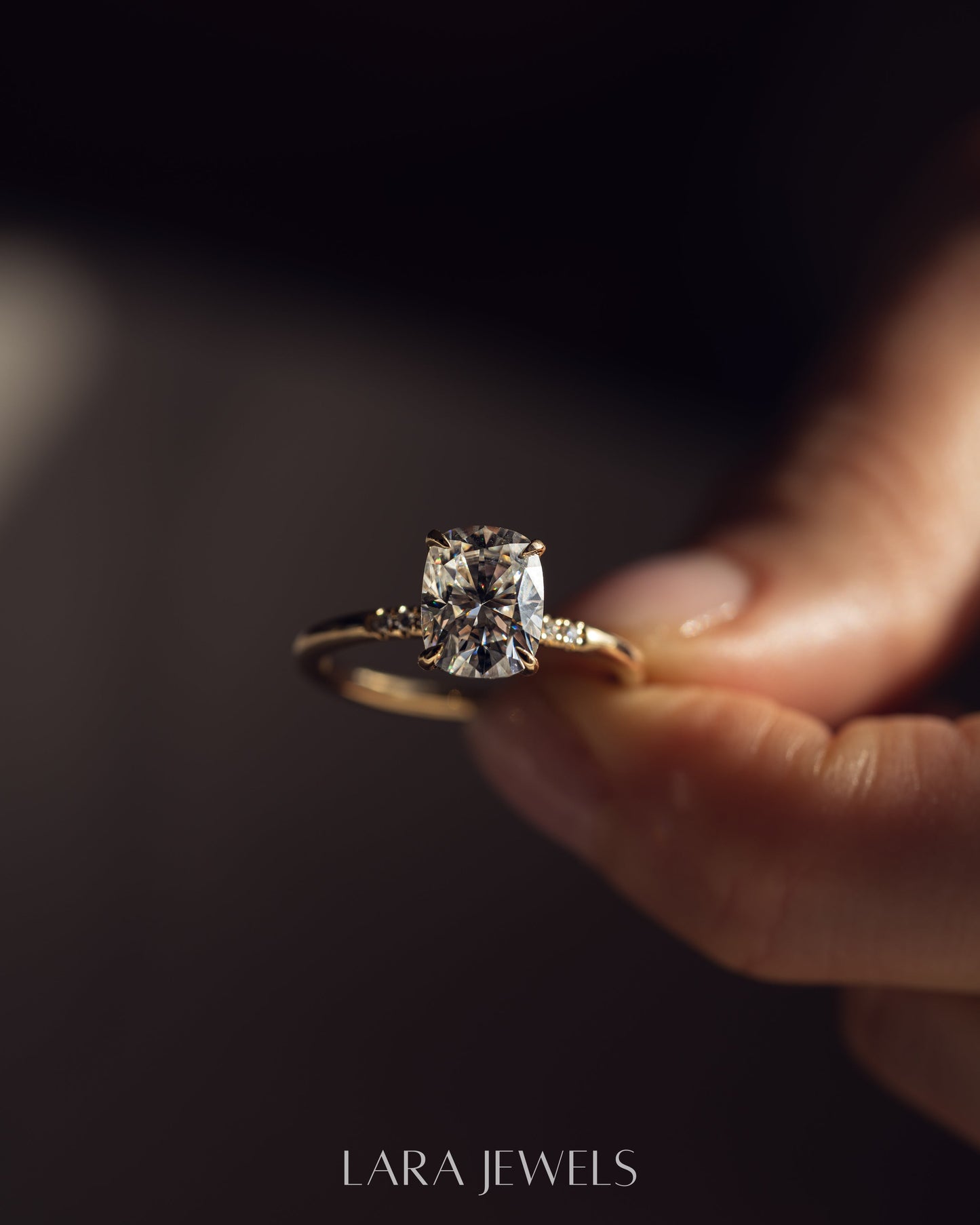 1.15 - 3.15 CT Cushion Lab Grown Diamond Hidden Halo Engagement Ring