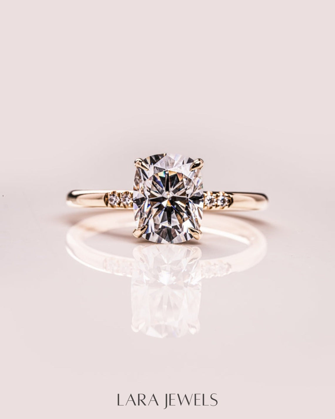 1.15 - 3.15 CT Cushion Lab Grown Diamond Hidden Halo Engagement Ring
