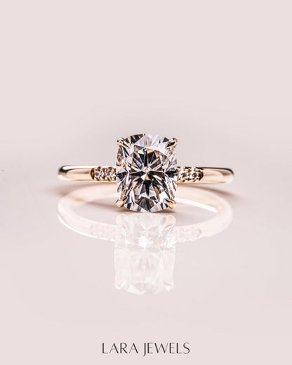 1.15 - 3.15 CT Cushion Lab Grown Diamond Hidden Halo Engagement Ring
