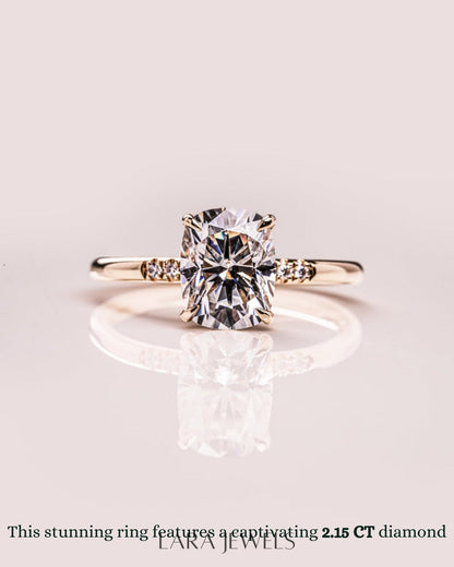 1.15 - 3.15 CT Cushion Lab Grown Diamond Hidden Halo Engagement Ring