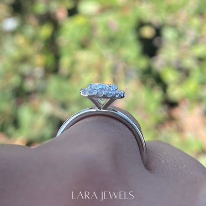 1.25-3.25 CT Oval Lab Grown Diamond Halo Engagement Ring