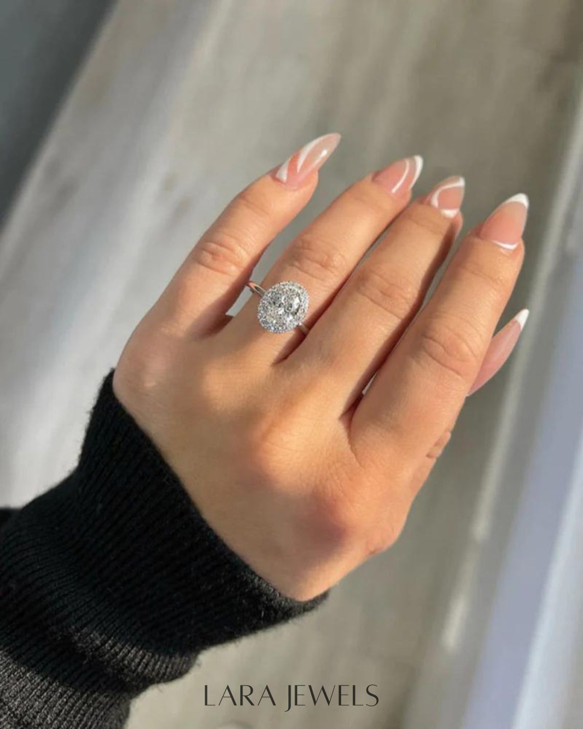 1.25-3.25 CT Oval Lab Grown Diamond Halo Engagement Ring