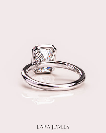 1.0-2.30  CT Emerald  Lab Grown Diamond Bezel Solitaire Engagement Ring