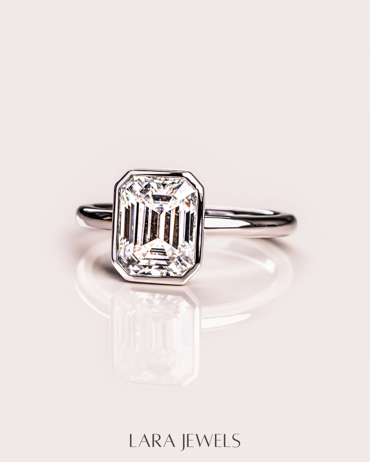 1.0-2.30  CT Emerald  Lab Grown Diamond Bezel Solitaire Engagement Ring