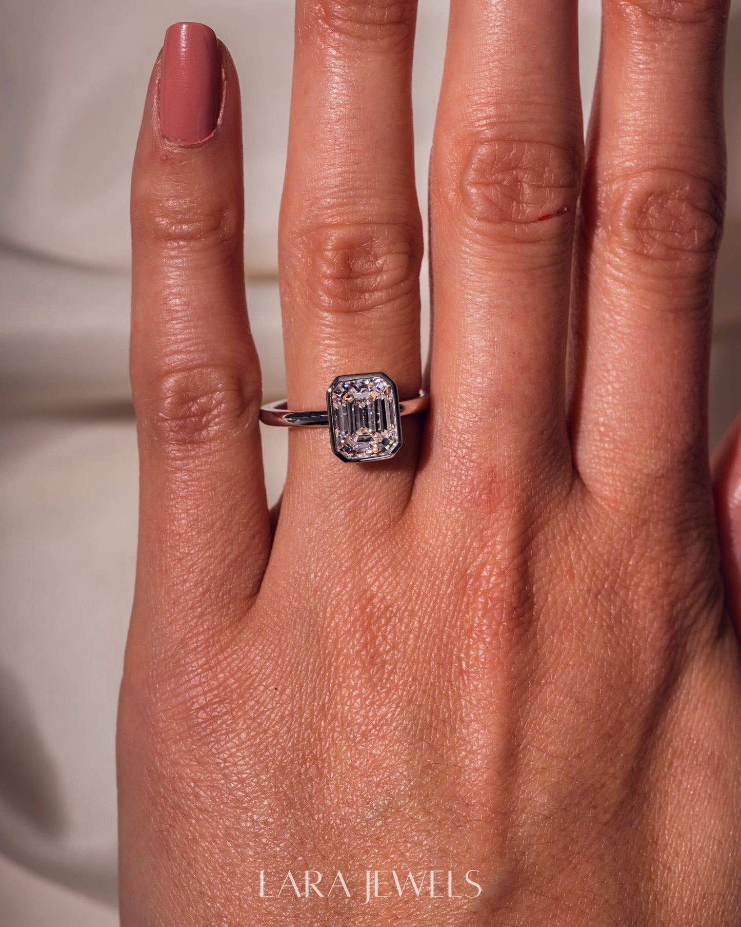1.0-2.30  CT Emerald  Lab Grown Diamond Bezel Solitaire Engagement Ring
