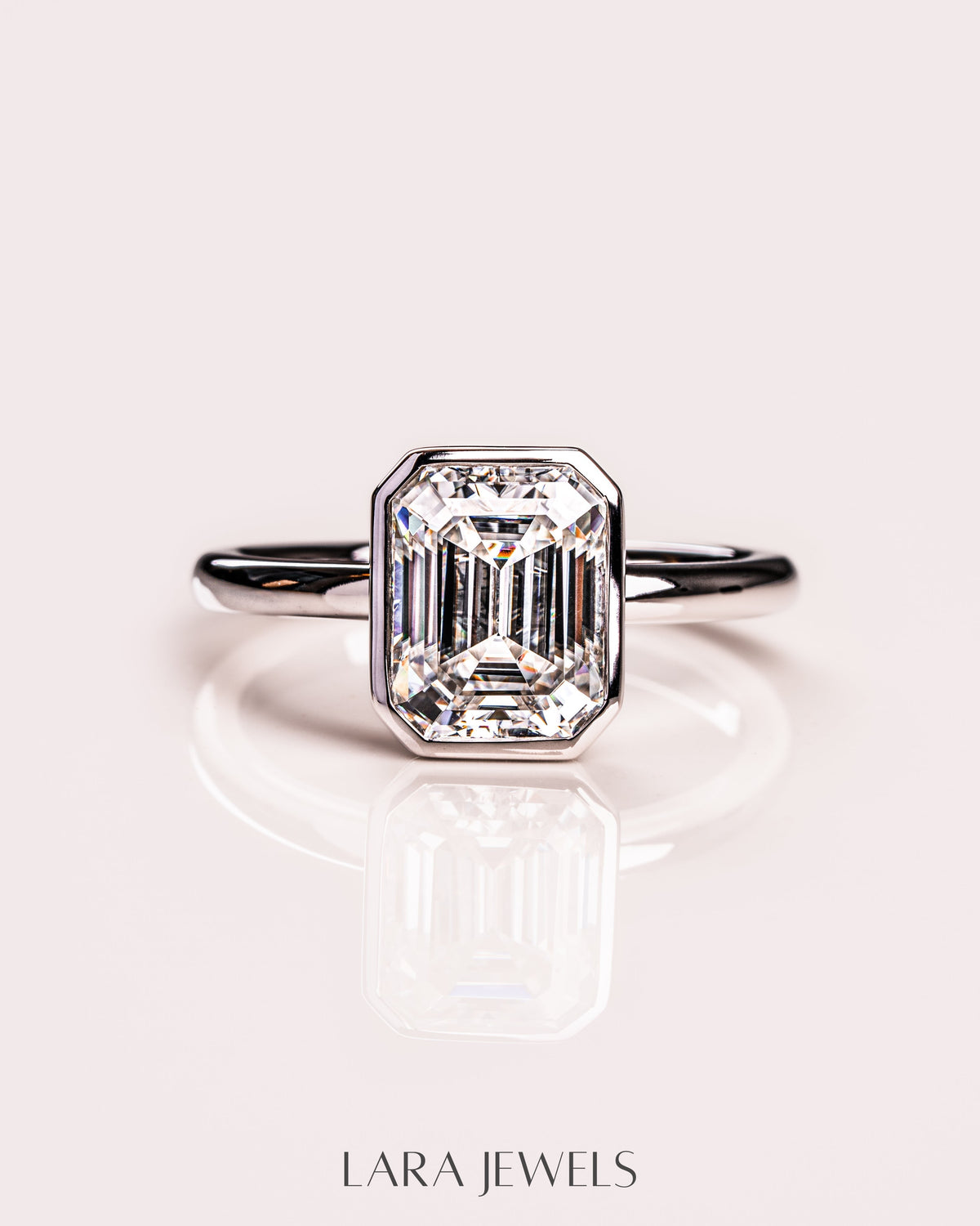 1.0-2.30  CT Emerald  Lab Grown Diamond Bezel Solitaire Engagement Ring