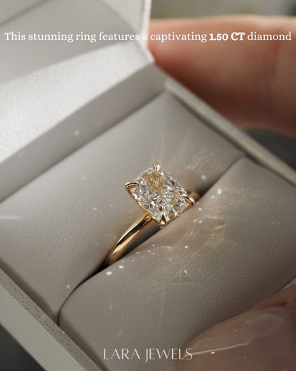 1.0 - 3.0 CT Elongated Cushion Lab Grown Diamond Solitaire Engagement Ring