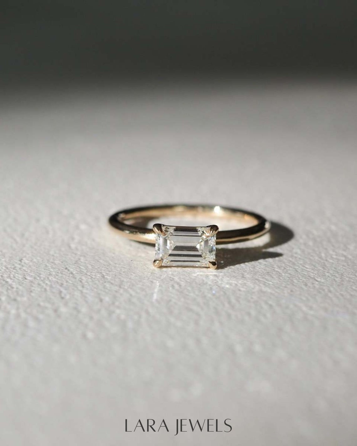 1.0- 3.50 CT East West Emerald Lab Grown Diamond Solitaire Engagement Ring