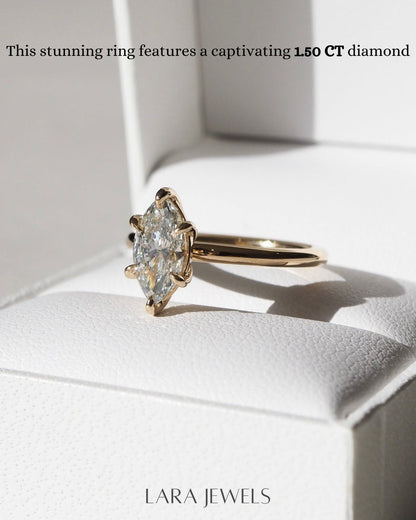 1.0- 3.50 CT Marquise Lab Grown Diamond Solitaire Engagement Ring