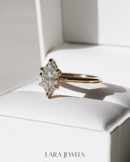 1.0- 3.50 CT Marquise Lab Grown Diamond Solitaire Engagement Ring