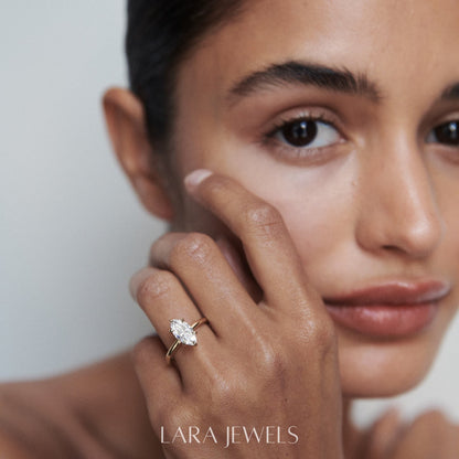 1.0- 3.50 CT Marquise Lab Grown Diamond Solitaire Engagement Ring