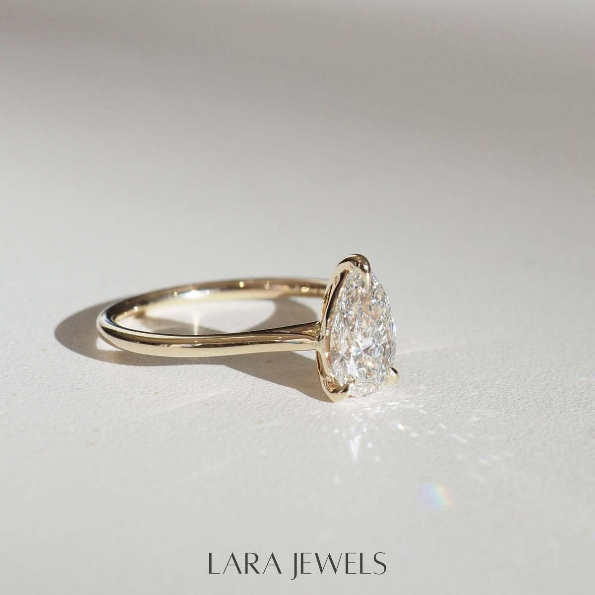 1.5 - 3.0 CT Pear Lab Grown Diamond Solitaire Engagement Ring