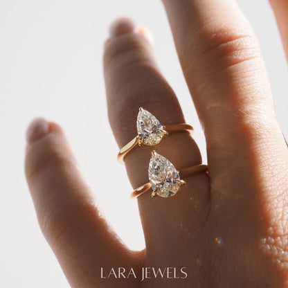 1.5 - 3.0 CT Pear Lab Grown Diamond Solitaire Engagement Ring