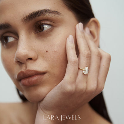 1.5 - 3.0 CT Pear Lab Grown Diamond Solitaire Engagement Ring