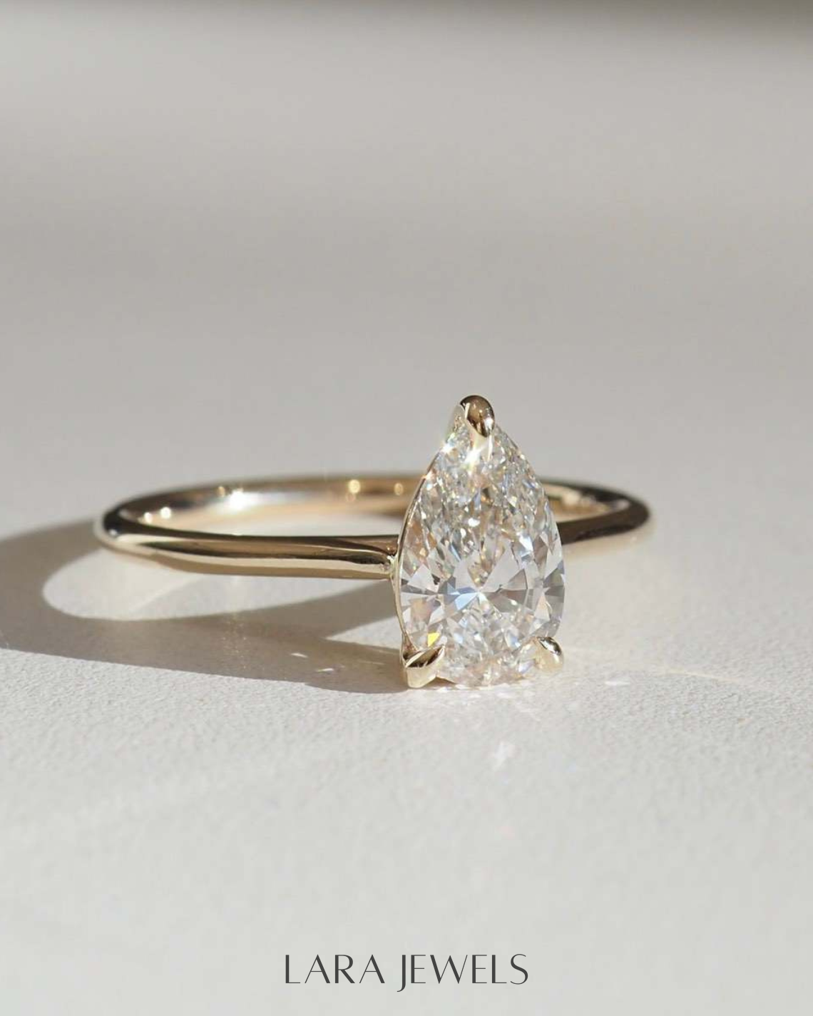 1.5 - 3.0 CT Pear Lab Grown Diamond Solitaire Engagement Ring