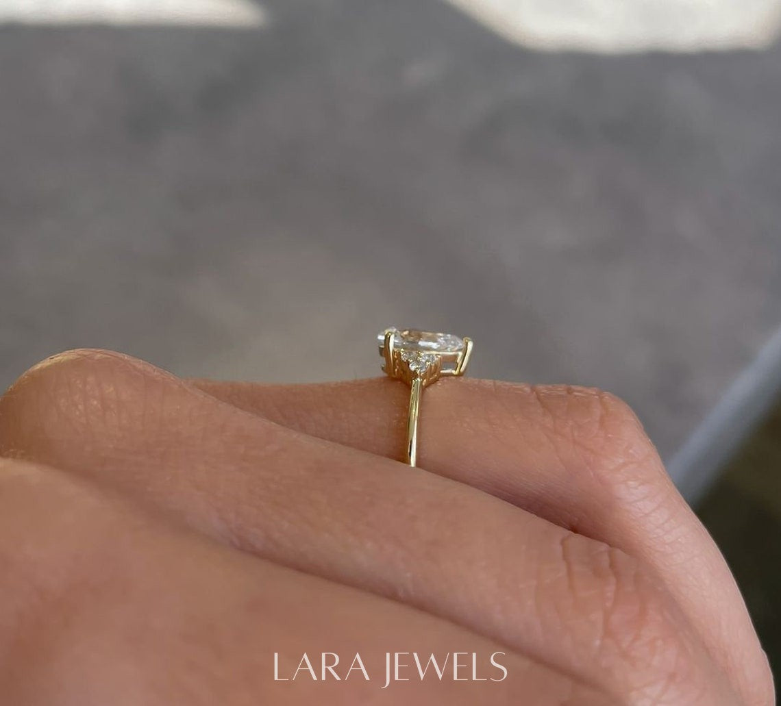 1.50-3.50  CT Pear Lab Grown Diamond Cluster Engagement Ring