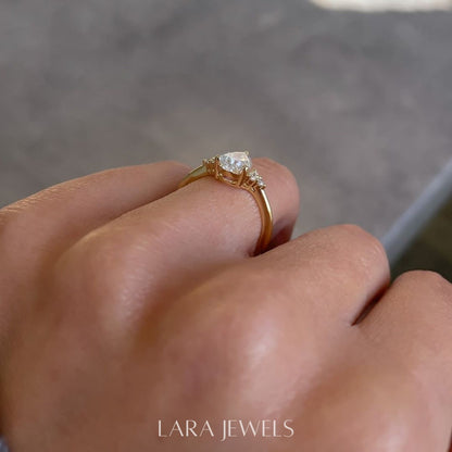 1.50-3.50  CT Pear Lab Grown Diamond Cluster Engagement Ring