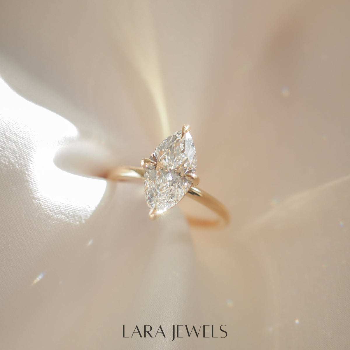 1.0-4.0 Carats Marquise Shaped Lab Grown  Diamond Solitaire Style Engagement Ring