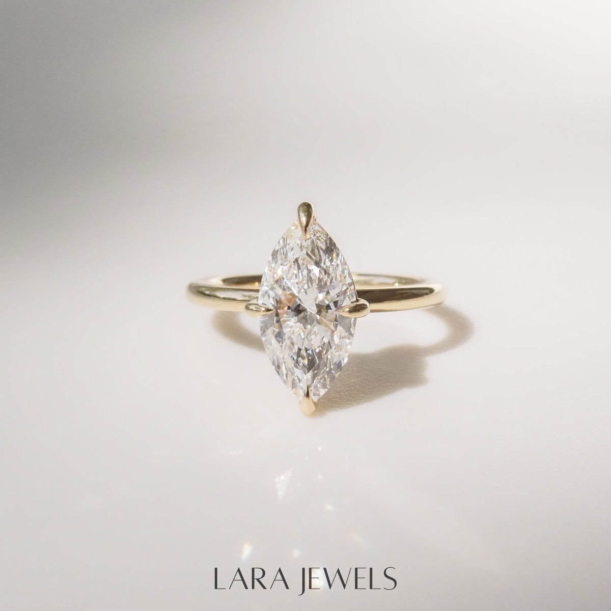 1.0-4.0 Carats Marquise Shaped Lab Grown  Diamond Solitaire Style Engagement Ring