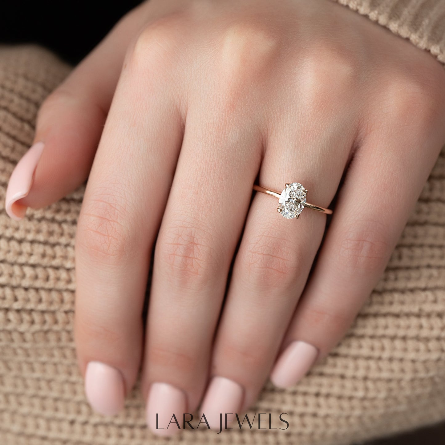 2.0 - 4.0 CT Oval Cut Lab Grown Diamond Solitaire Engagement Ring