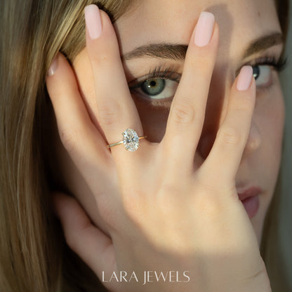 2.0 - 4.0 CT Oval Cut Lab Grown Diamond Solitaire Engagement Ring