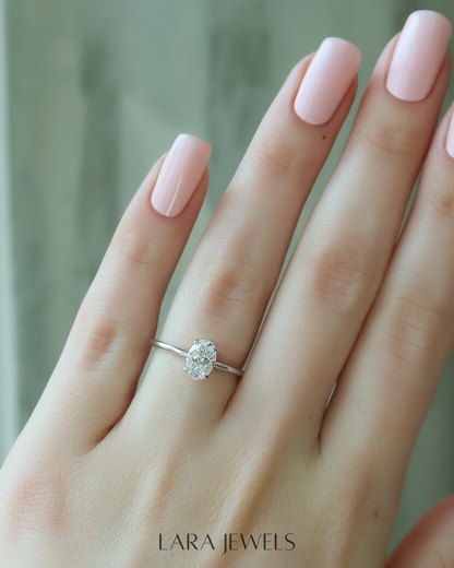 2.0 - 4.0 CT Oval Cut Lab Grown Diamond Solitaire Engagement Ring