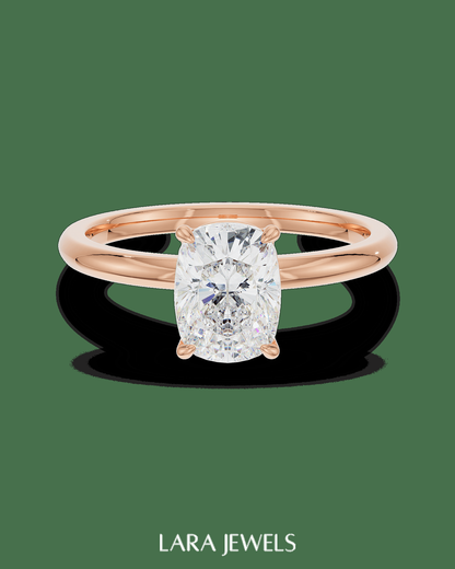 2.5 -4.5 CT Cushion Lab Grown Diamond Solitaire Engagement Ring