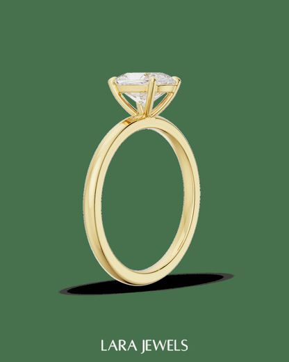 2.5 -4.5 CT Cushion Lab Grown Diamond Solitaire Engagement Ring