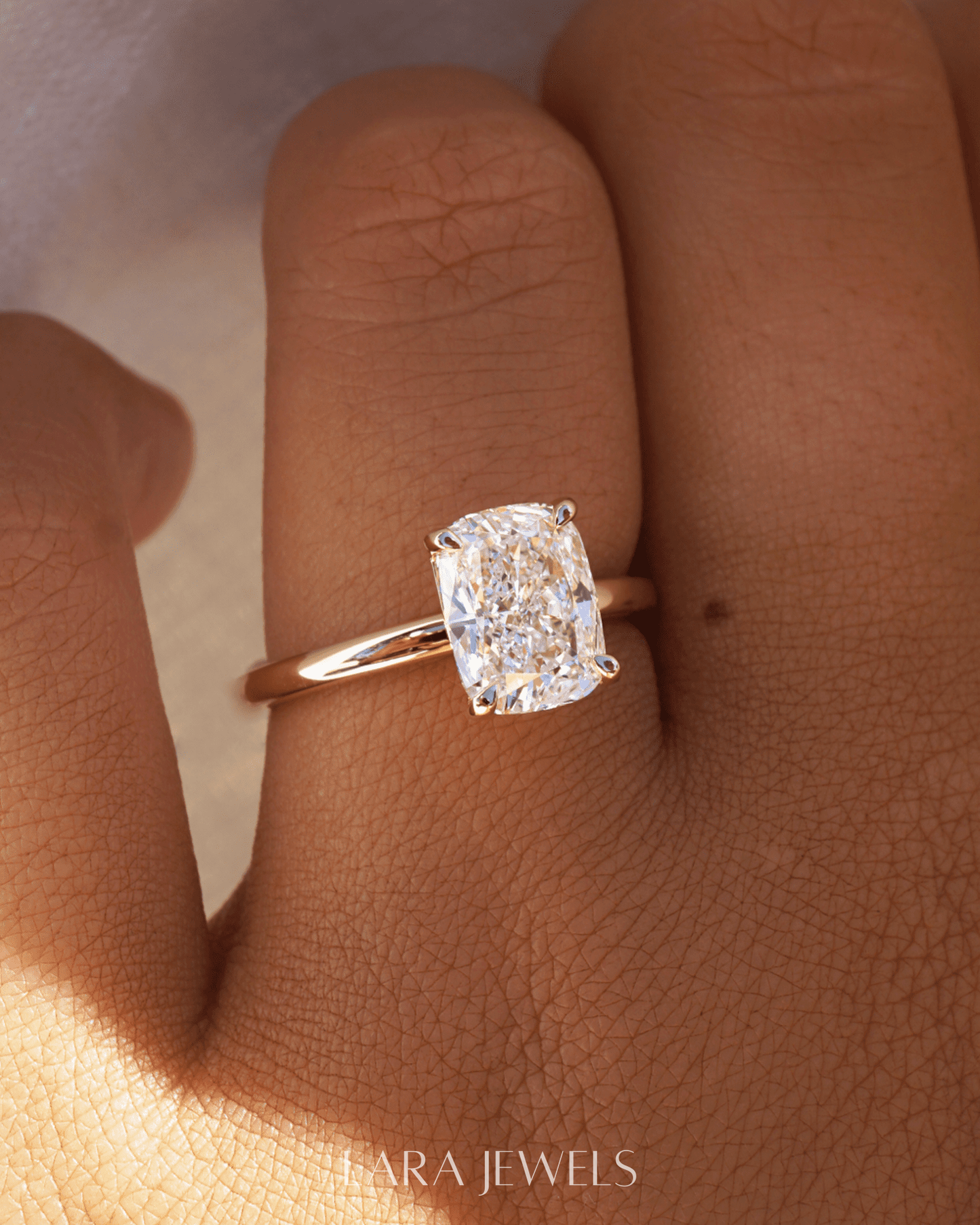 2.5 -4.5 CT Cushion Lab Grown Diamond Solitaire Engagement Ring