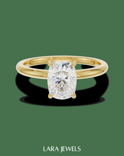 2.5 -4.5 CT Cushion Lab Grown Diamond Solitaire Engagement Ring