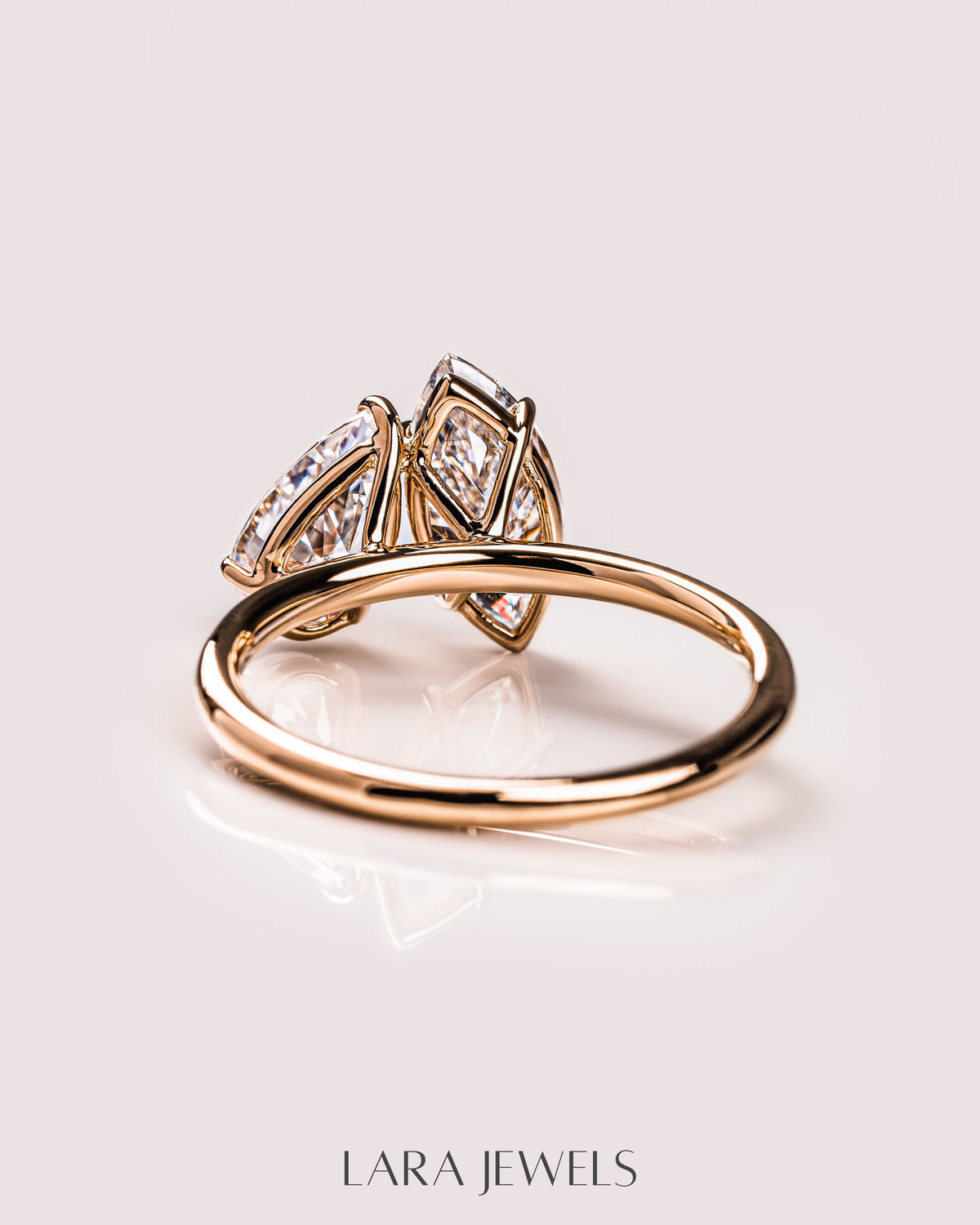 2.54 TCW Marquise & Pear E/VS2 Lab Grown Diamond Two Stone Engagement Ring