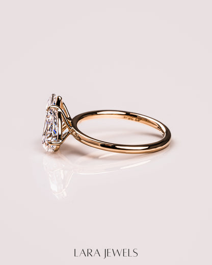 2.54 TCW Marquise & Pear E/VS2 Lab Grown Diamond Two Stone Engagement Ring