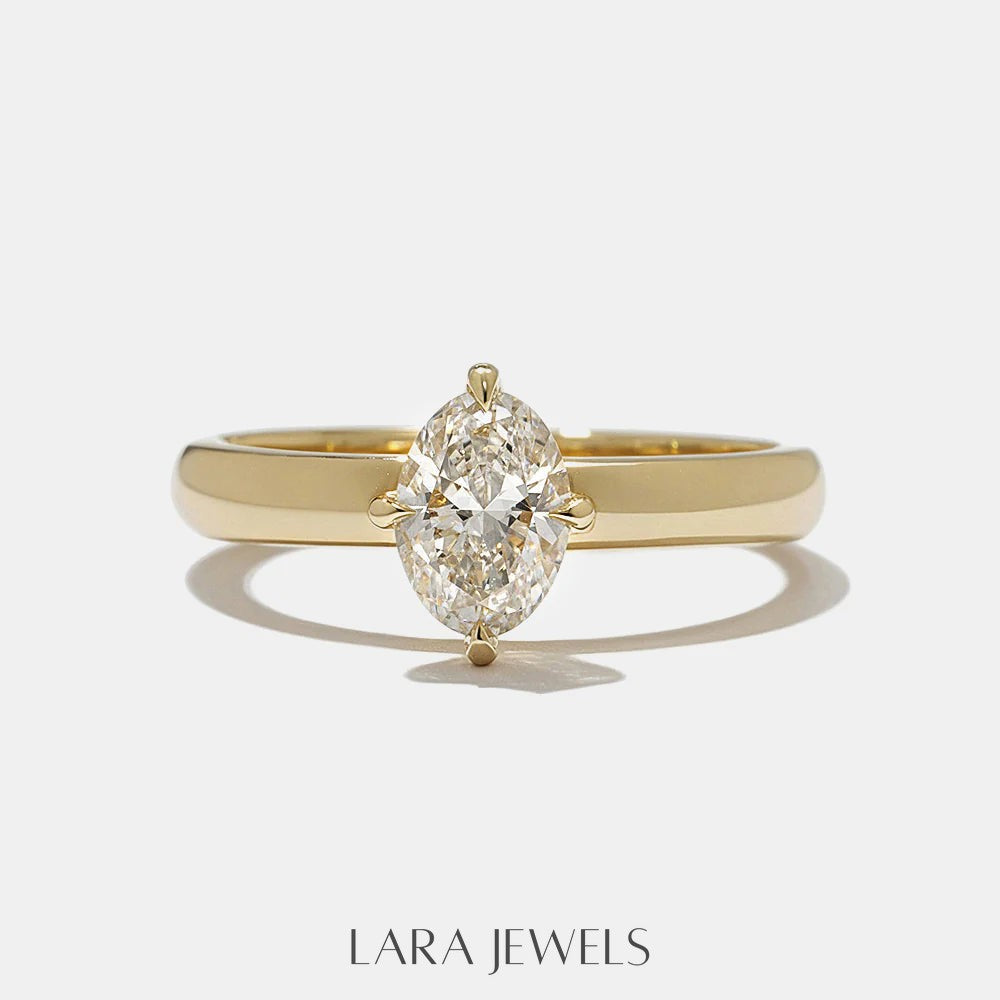 0.75 -2.50 CT Oval Lab Grown Diamond Solitaire Engagement Ring