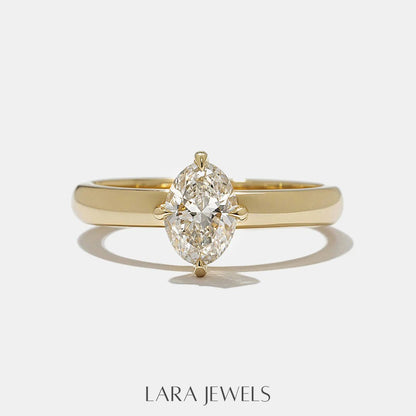 0.75 -2.50 CT Oval Lab Grown Diamond Solitaire Engagement Ring