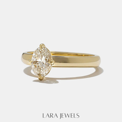 0.75 -2.50 CT Oval Lab Grown Diamond Solitaire Engagement Ring