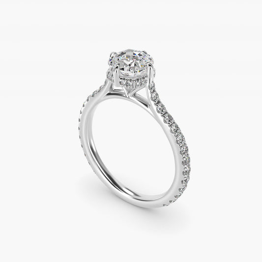 Cathedral PavŽ Crown Diamond Engagement Ring In 18k White Gold By James Allen - Cushion Center