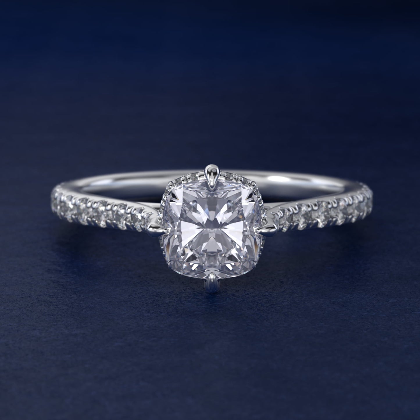 Cathedral PavŽ Crown Diamond Engagement Ring In 18k White Gold By James Allen - Cushion Center