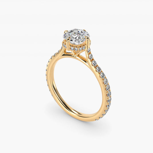 Cathedral PavŽ Crown Diamond Engagement Ring In 14K Yellow Gold By James Allen - Cushion Center