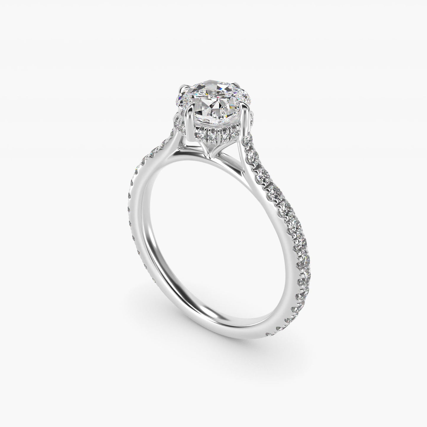Cathedral PavŽ Crown Diamond Engagement Ring In Platinum By James Allen - Cushion Center