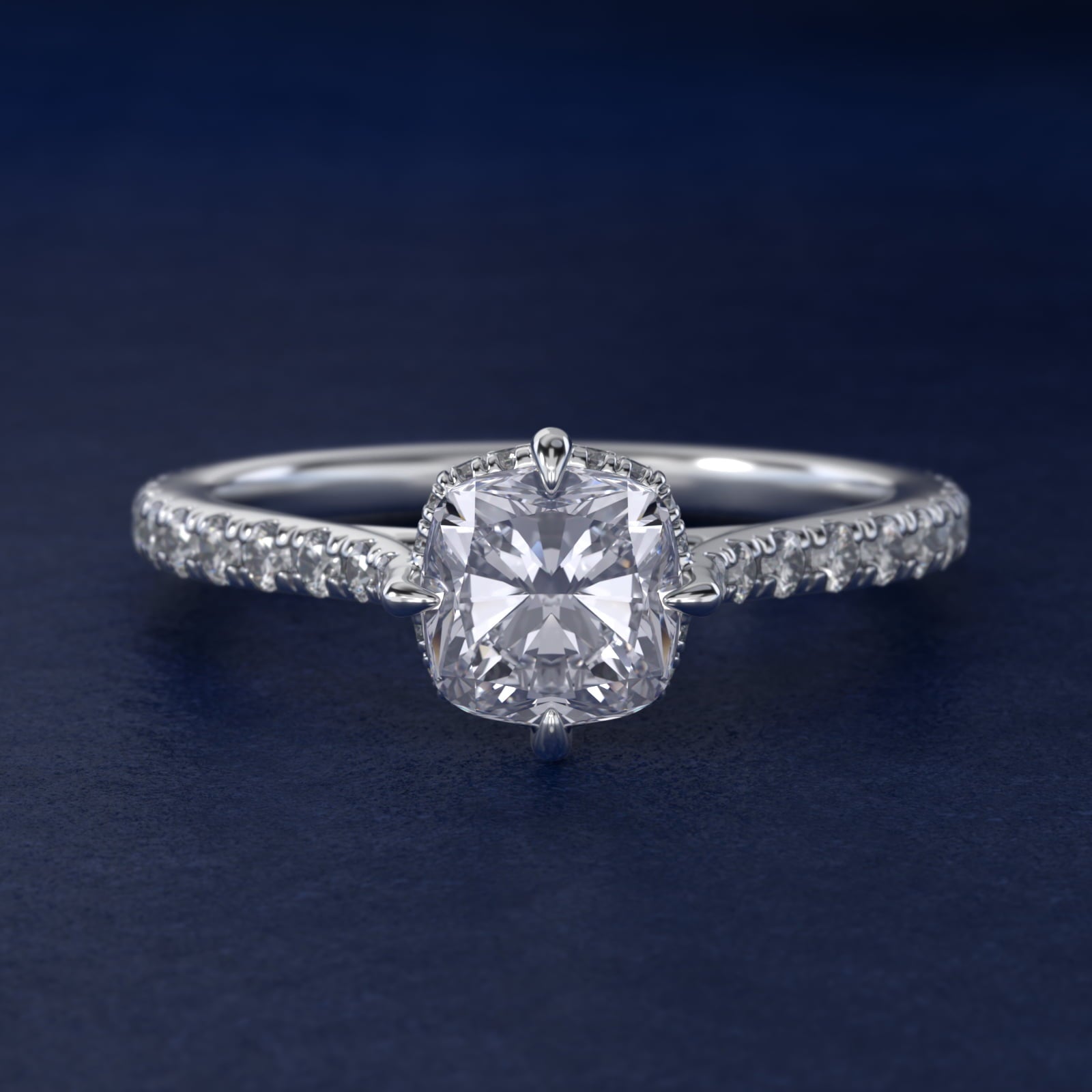 Cathedral PavŽ Crown Diamond Engagement Ring In Platinum By James Allen - Cushion Center
