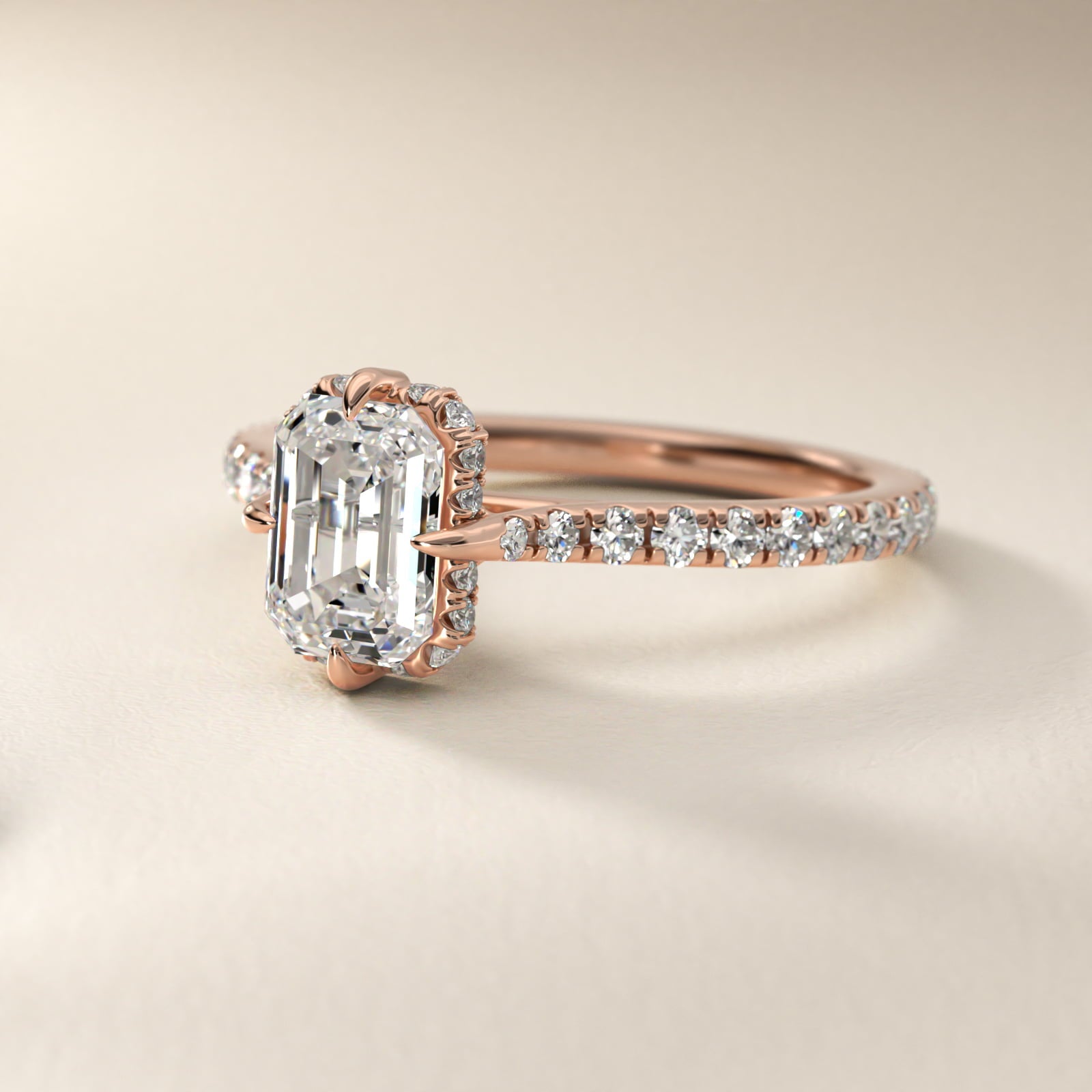 Cathedral PavŽ Crown Diamond Engagement Ring In 18k Rose Gold By James Allen - Emerald Center