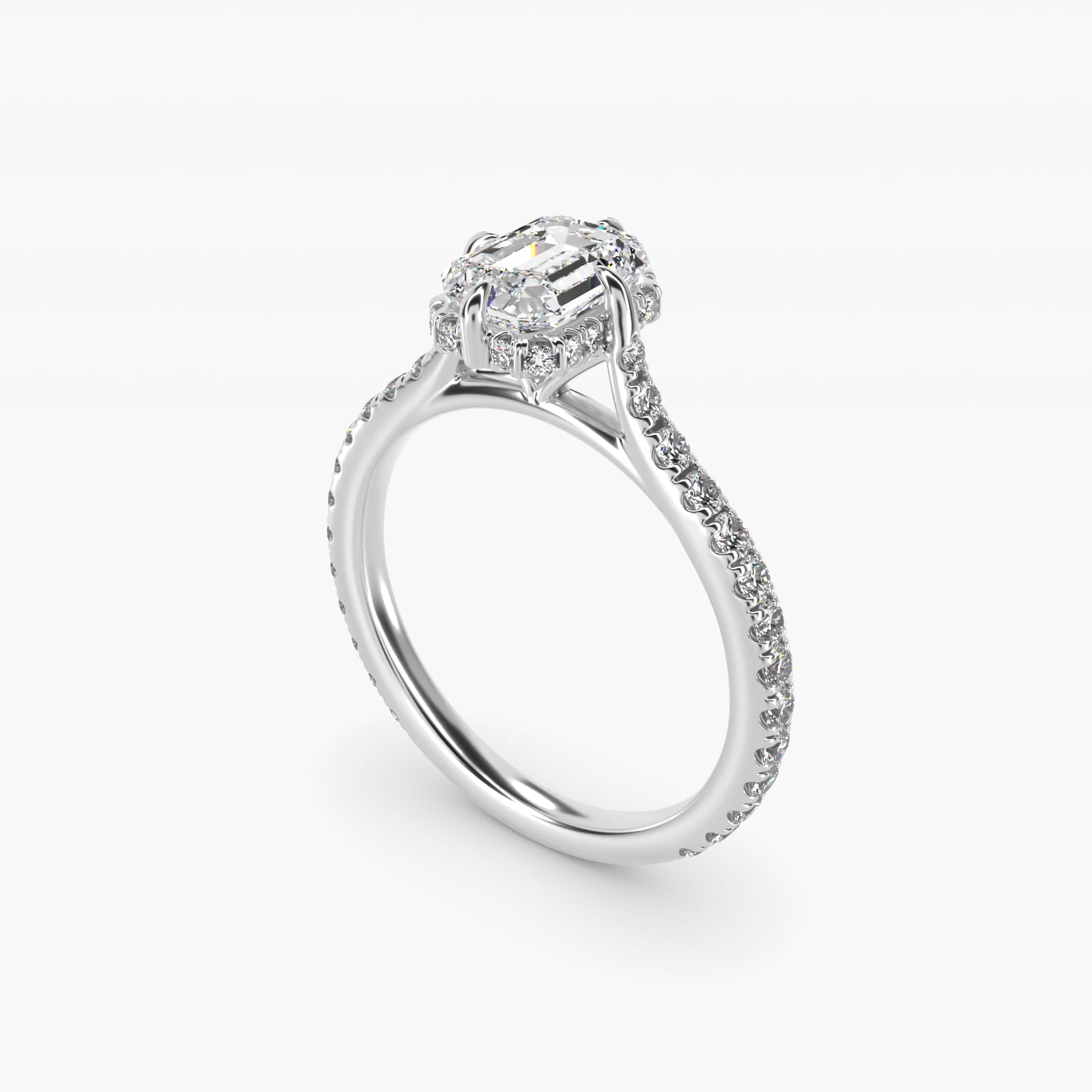 Cathedral PavŽ Crown Diamond Engagement Ring In 18k White Gold By James Allen - Emerald Center