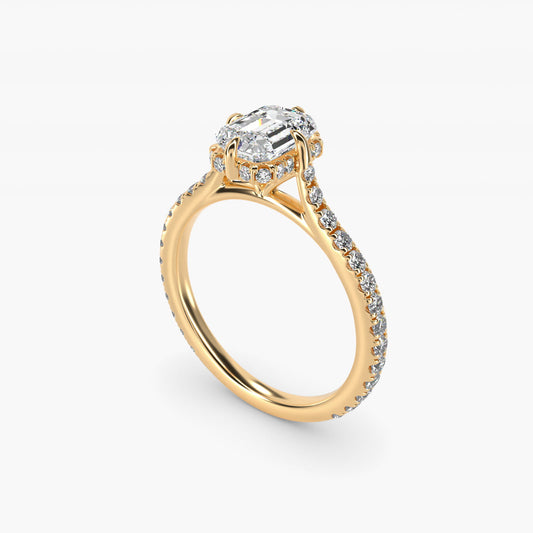 Cathedral PavŽ Crown Diamond Engagement Ring In 18k Yellow Gold By James Allen - Emerald Center
